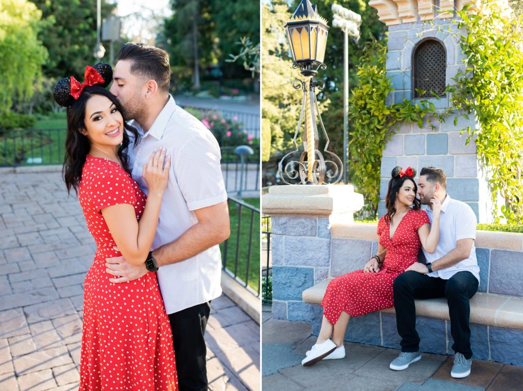Disneyland engagement session with Minnie Mouse Disneybound