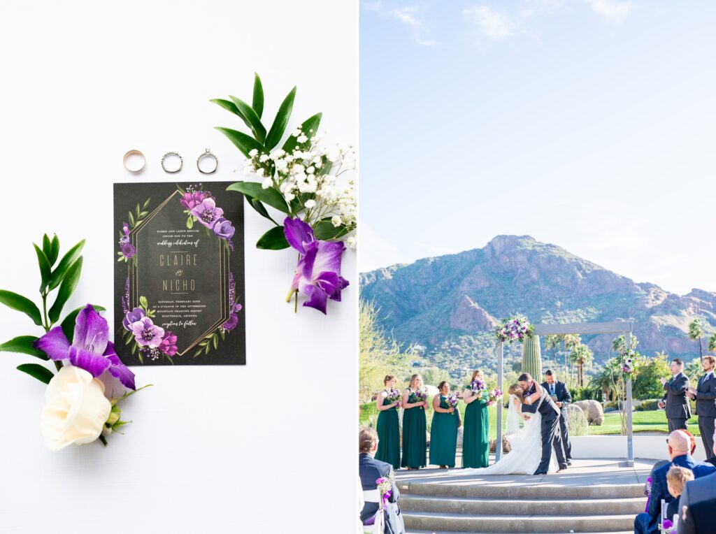 Mountain Shadows Resort wedding - ceremony - first kiss