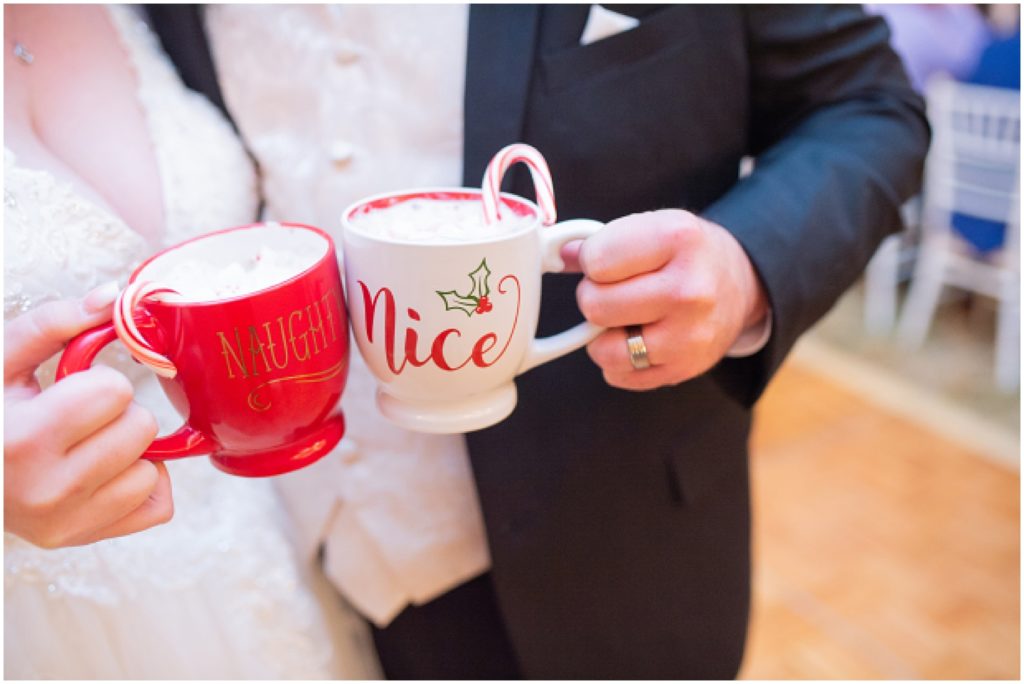 Christmas wedding naughty and nice hot chocolate mugs