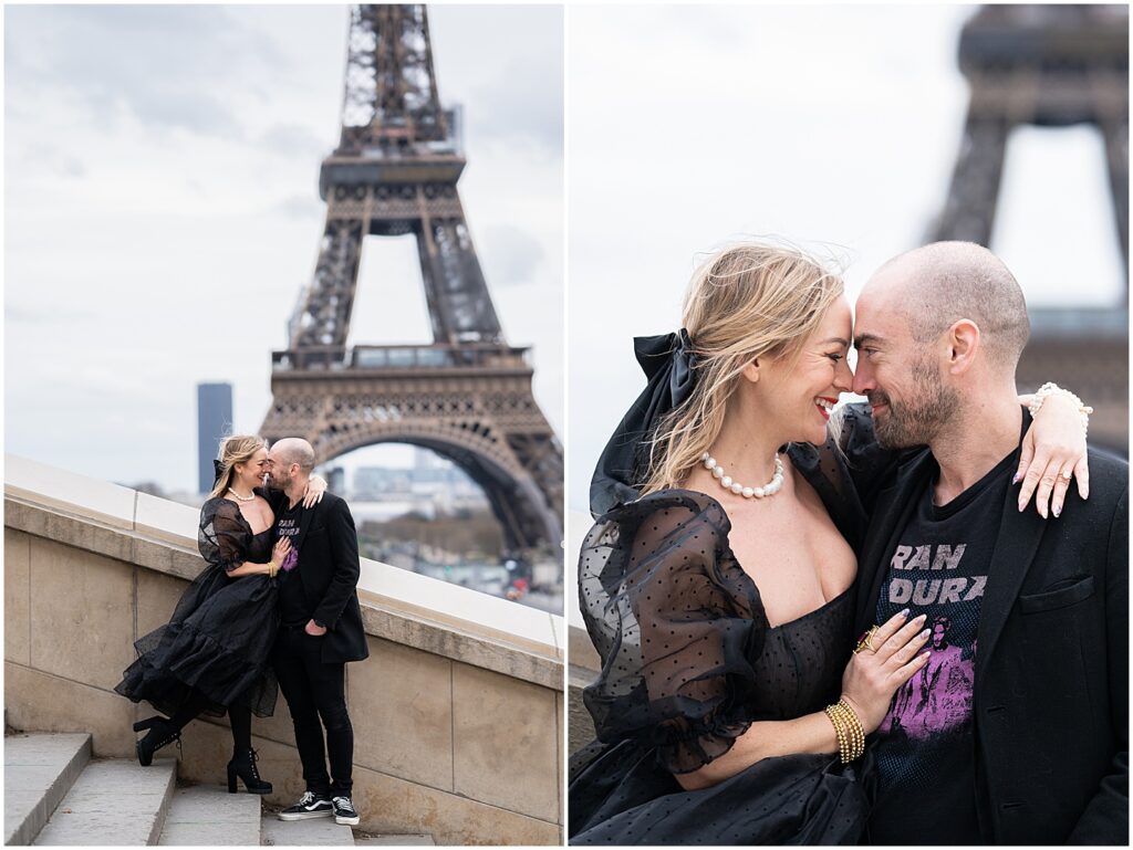 Couple's portraits at the Eiffel Tower