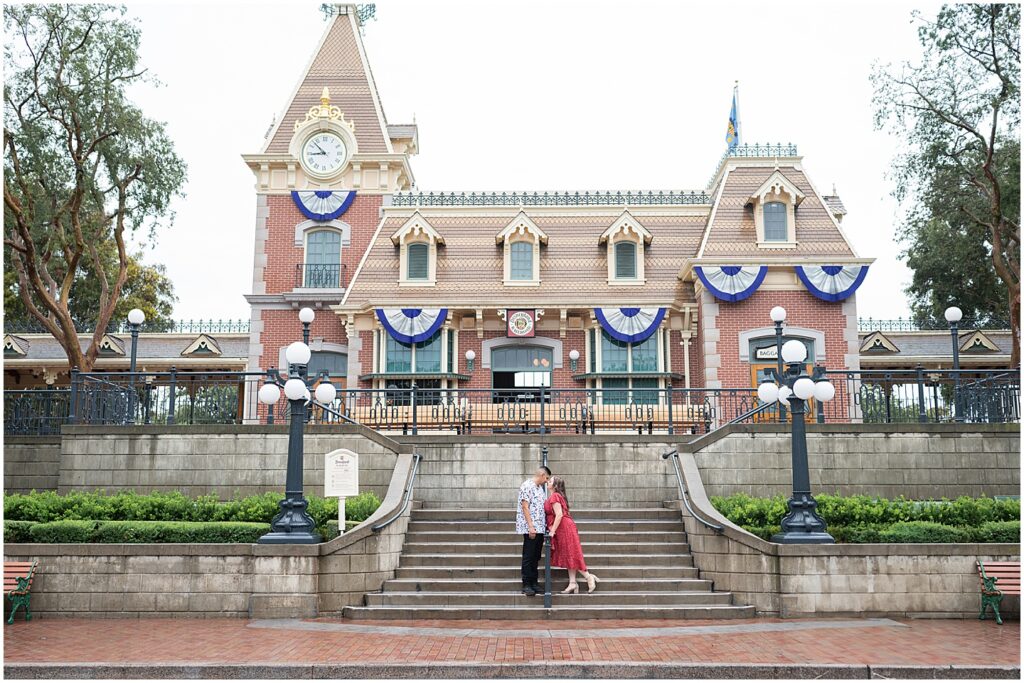 Disneyland in a hurricane in front of the train station